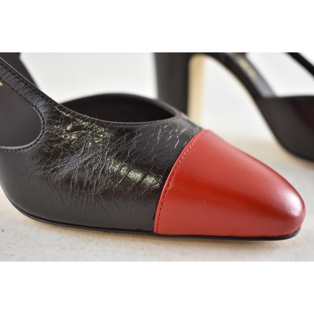 Chanel 26S Blazy Dark Brown Red CC Coco Sling Slingback Block Heel Pump 36.5c - Picture 6 of 16